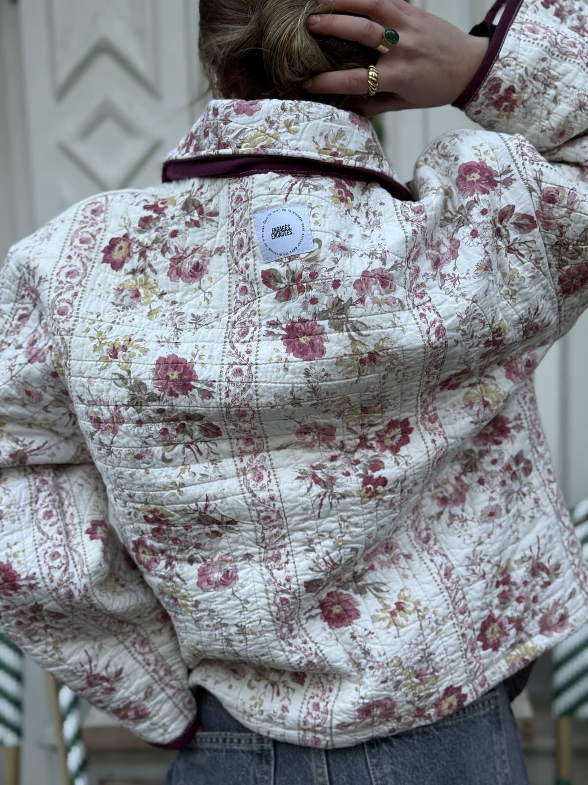 veste boutis rose fleurs de dos