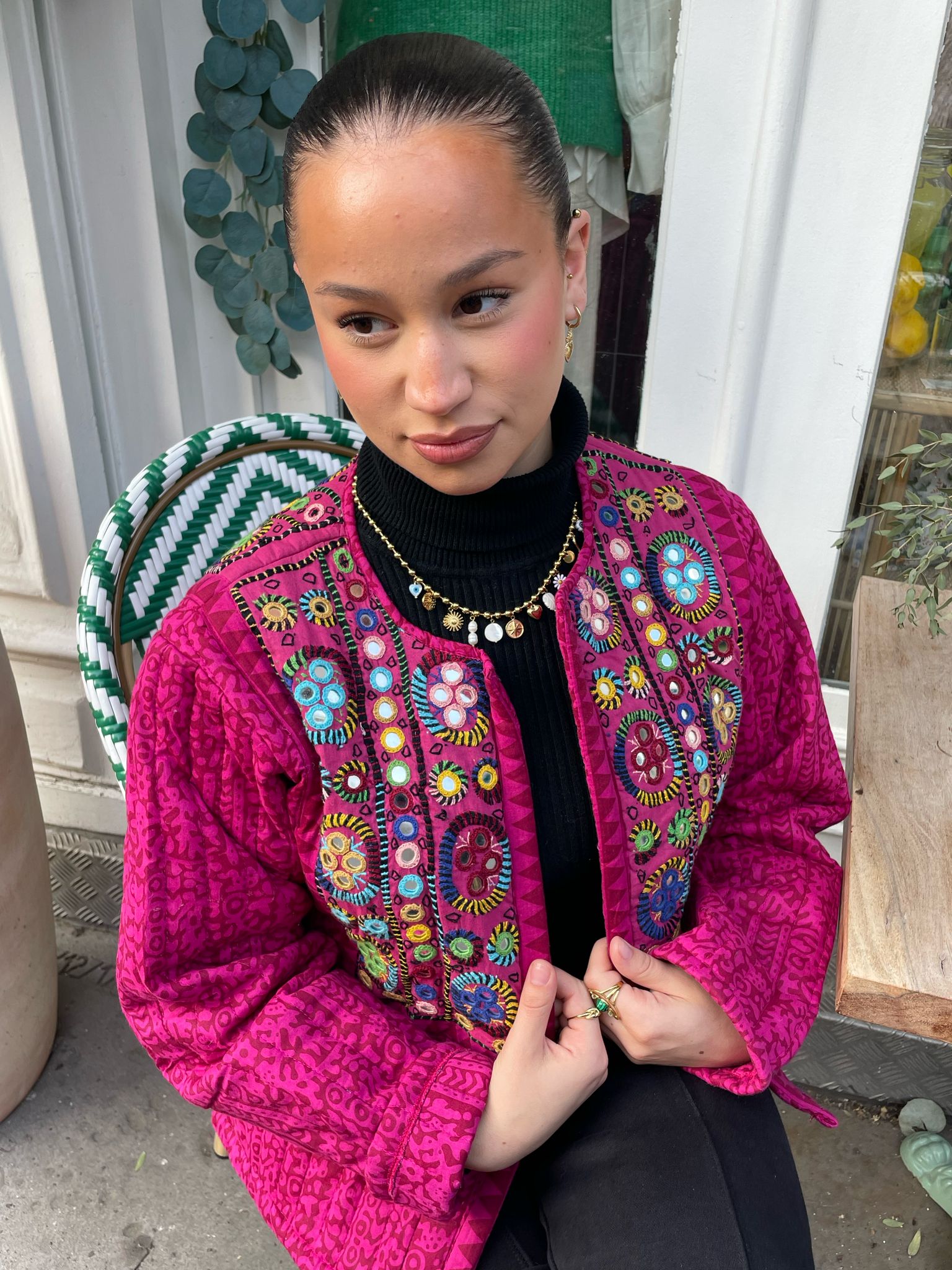 Veste matelassée style bohème chic vue de face