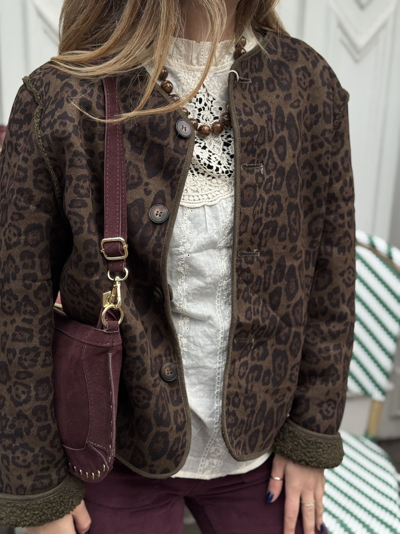 Veste réversible léopard vue de face