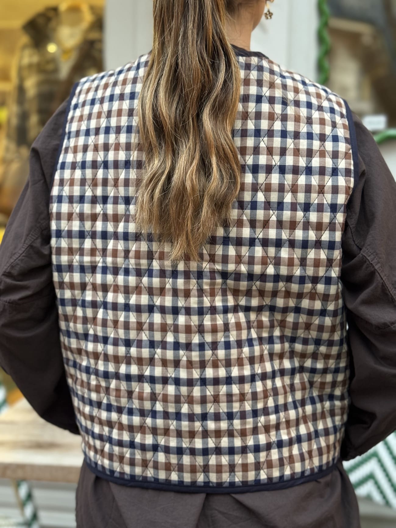 veste vichy sans manche de dos