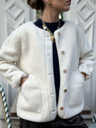 veste sherpa ecru vue de face